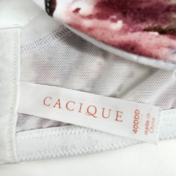 Cacique Floral Lightly Lined Medium Coverage Balconette Underwire Bra Size 40DDD - Picture 2 of 4